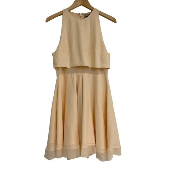 ASOS Sheer & Solid Skater Dress Bridal Wedding Cocktail Cream Feminine Mesh SZ 8 - Picture 1 of 13